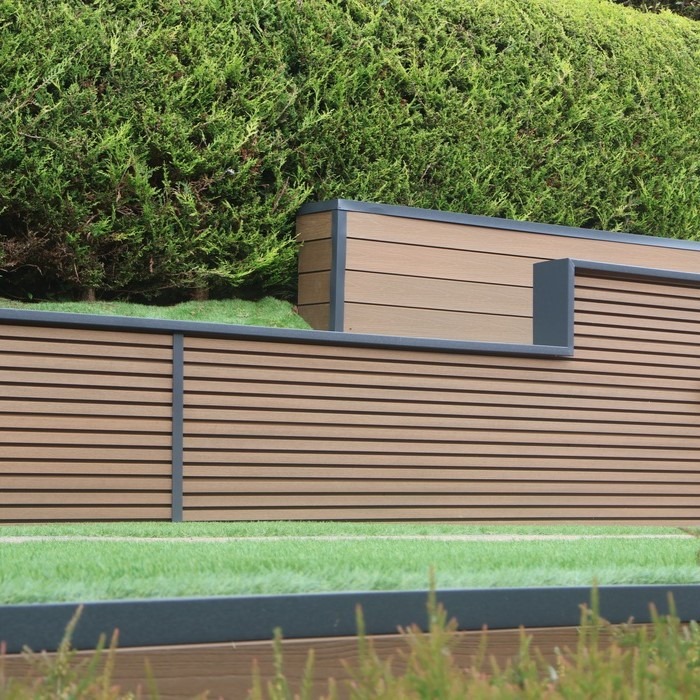 Linear Slatted Teak 3.6m Composite Cladding